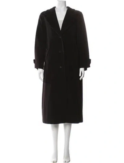 Pre-owned Max Mara Virgin Wool Faux Fur Coat In Black