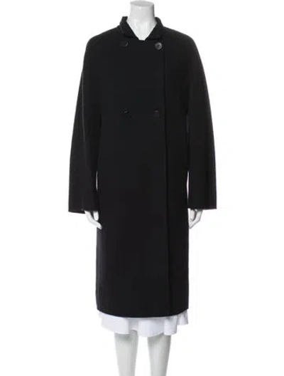 Pre-owned Max Mara Virgin Wool Faux Fur Coat In Black