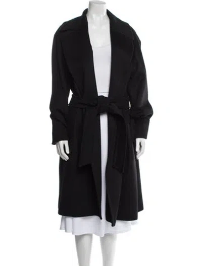 Pre-owned Max Mara Virgin Wool Faux Fur Coat In Black