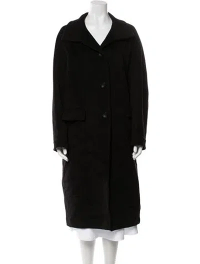 Pre-owned Max Mara Virgin Wool Faux Fur Coat In Black