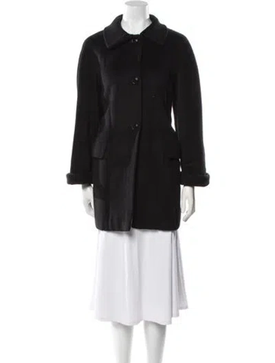 Pre-owned Max Mara Virgin Wool Faux Fur Coat In Black