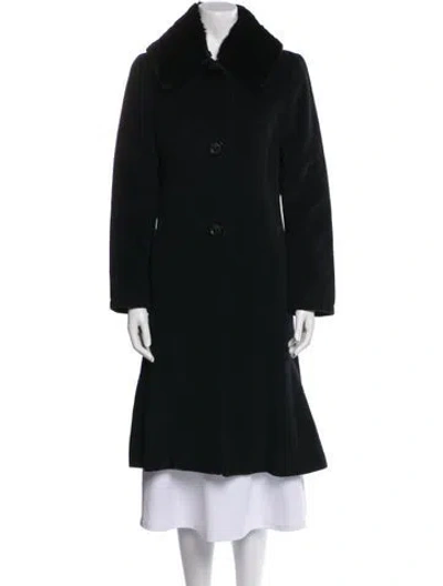 Pre-owned Max Mara Virgin Wool Faux Fur Coat In Black
