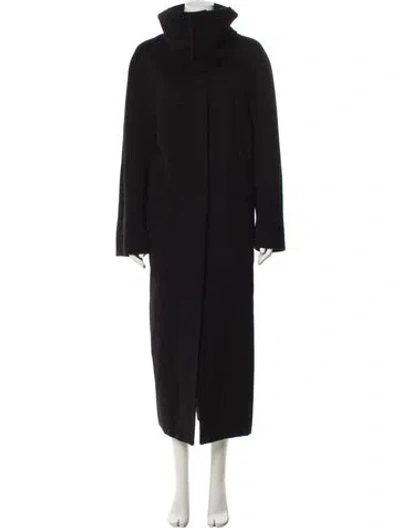 Pre-owned Max Mara Virgin Wool Faux Fur Coat In Black