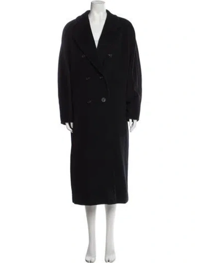 Pre-owned Max Mara Virgin Wool Faux Fur Coat In Black