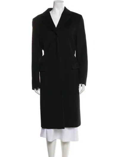 Pre-owned Max Mara Virgin Wool Faux Fur Coat In Black