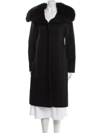 Pre-owned Max Mara Virgin Wool Faux Fur Coat In Blue