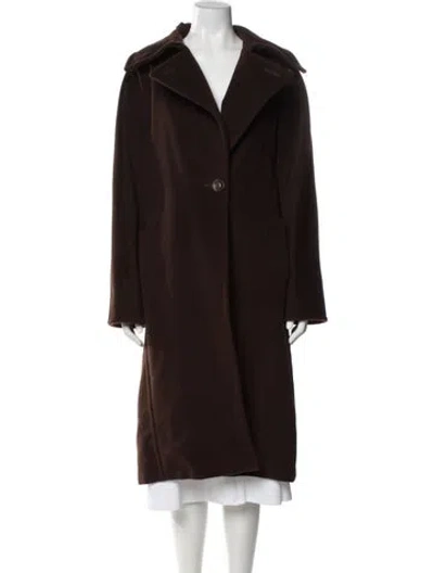 Pre-owned Max Mara Virgin Wool Faux Fur Coat In Brown