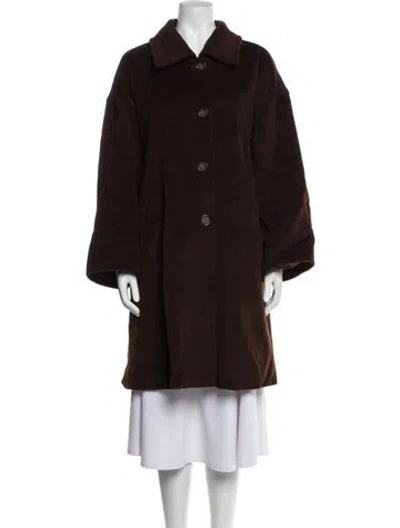 Pre-owned Max Mara Virgin Wool Faux Fur Coat In Brown