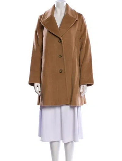 Pre-owned Max Mara Virgin Wool Faux Fur Coat In Brown