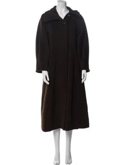 Pre-owned Max Mara Virgin Wool Faux Fur Coat In Brown