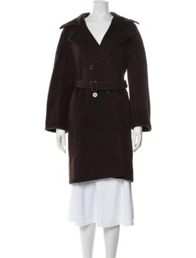 Pre-owned Max Mara Virgin Wool Faux Fur Coat In Brown