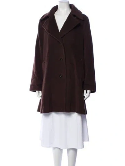 Pre-owned Max Mara Virgin Wool Faux Fur Coat In Brown