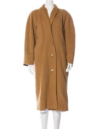 Pre-owned Max Mara Virgin Wool Faux Fur Coat In Brown