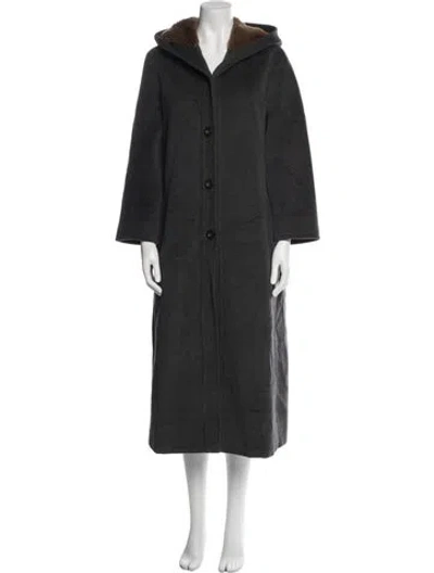 Pre-owned Max Mara Virgin Wool Faux Fur Coat In Gray