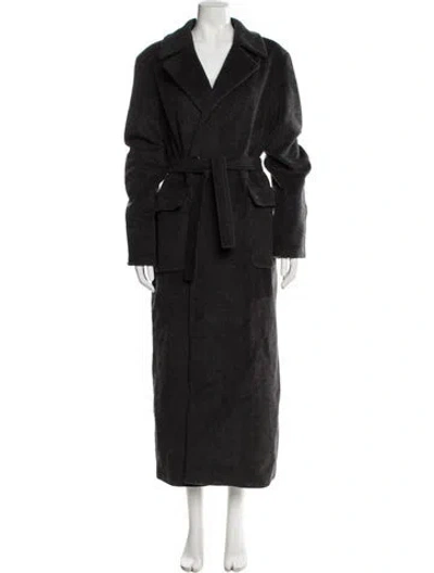Pre-owned Max Mara Virgin Wool Faux Fur Coat In Gray