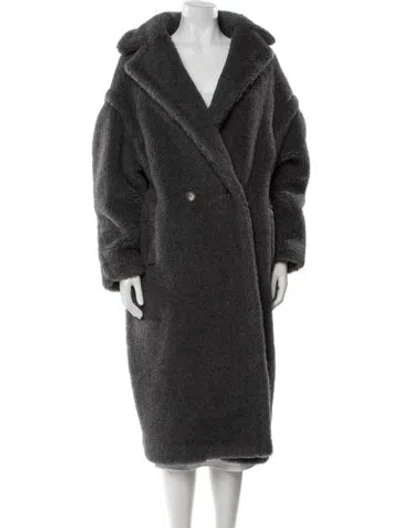 Pre-owned Max Mara Virgin Wool Faux Fur Coat In Gray