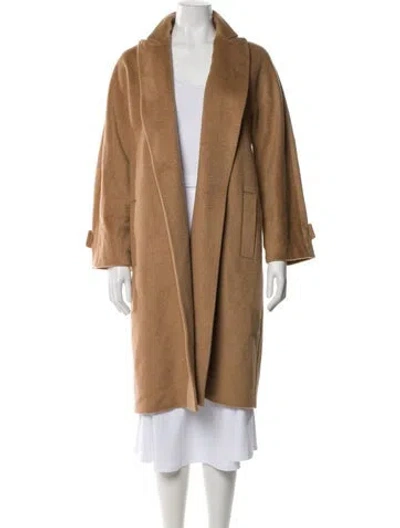 Pre-owned Max Mara Virgin Wool Faux Fur Coat In Neutral