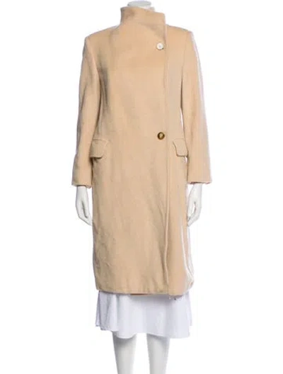 Pre-owned Max Mara Virgin Wool Faux Fur Coat In Neutral