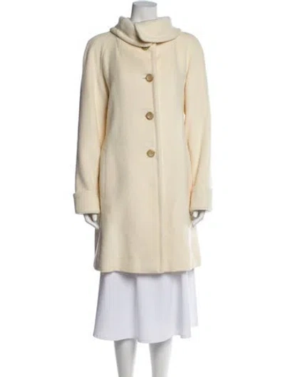 Pre-owned Max Mara Virgin Wool Faux Fur Coat In Neutral