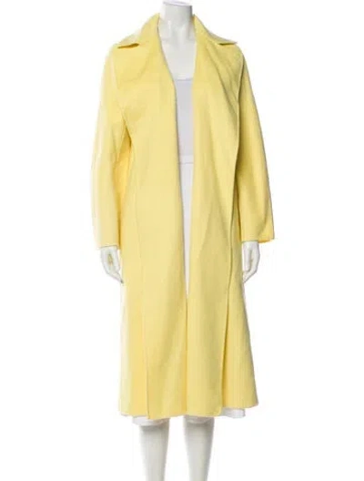 Pre-owned Max Mara Virgin Wool Faux Fur Coat In Yellow
