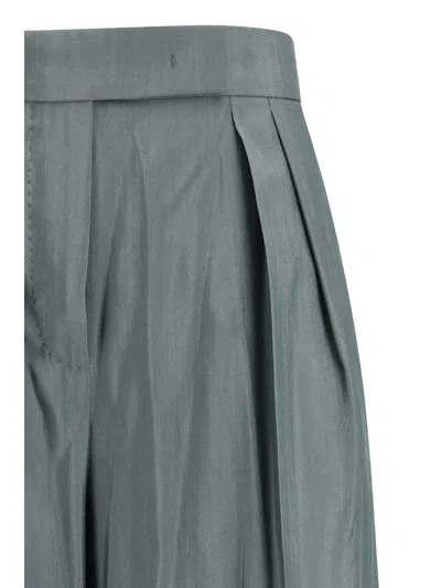 Max Mara Virgin Wool Fleece Trousers In Green