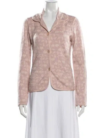 Pre-owned Max Mara Virgin Wool Floral Print Jacket In Pink