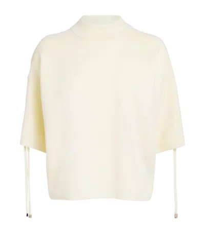 Max Mara Virgin Wool Funnel-neck Sweater In White