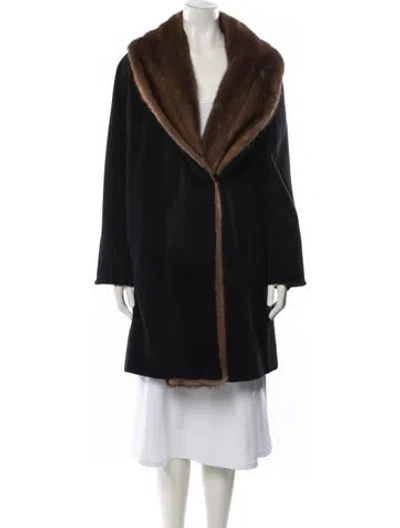 Pre-owned Max Mara Virgin Wool Fur Coat In Black