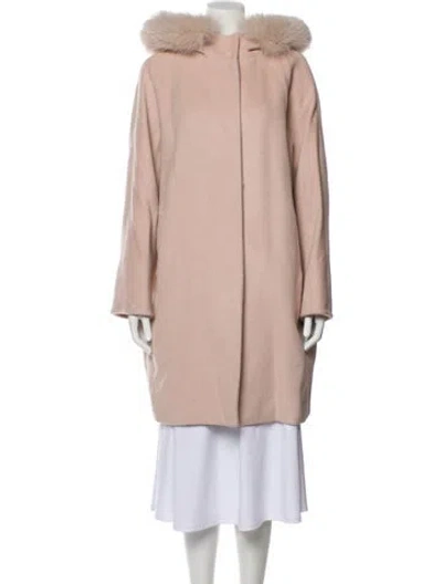 Pre-owned Max Mara Virgin Wool Fur Coat In Neutral