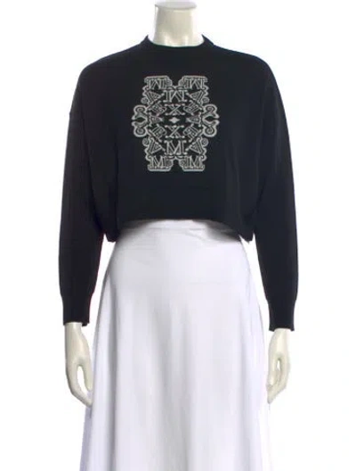 Pre-owned Max Mara Virgin Wool Graphic Print Sweater In Black
