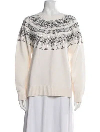 Pre-owned Max Mara Virgin Wool Graphic Print Sweater In Neutrals