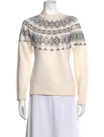Pre-owned Max Mara Virgin Wool Graphic Print Sweater In Neutrals