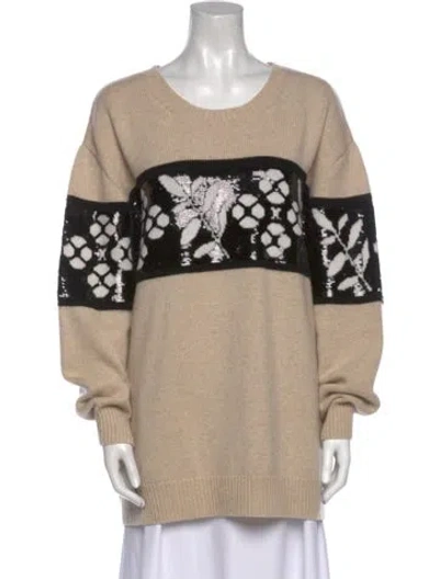 Pre-owned Max Mara Virgin Wool Graphic Print Sweater W/ Tags In Neutral