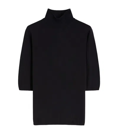 Max Mara Virgin Wool High-neck Top In Black