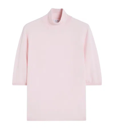 Max Mara Virgin Wool High-neck Top In Pink