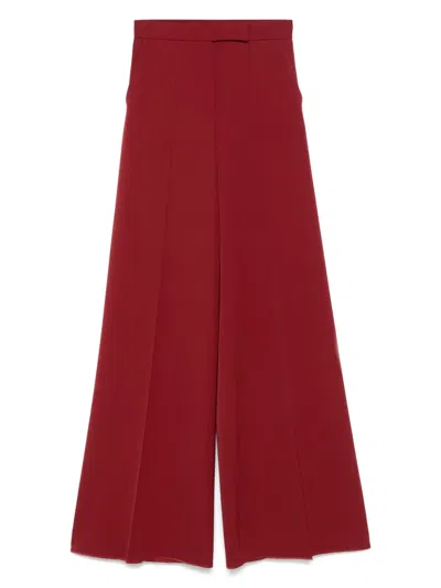 Max Mara Virgin Wool High-waisted Trousers In Red