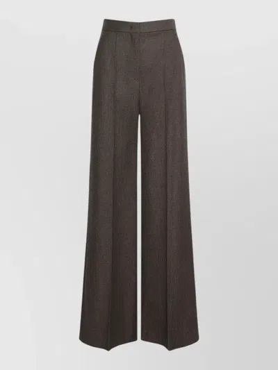 Max Mara Virgin Wool High-rise Straight-leg Tailored Trousers In Brown