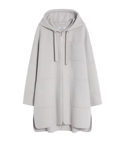 Max Mara Virgin Wool Hooded Coat In Beige