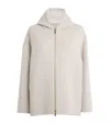 Max Mara Virgin Wool Hooded Coat In White
