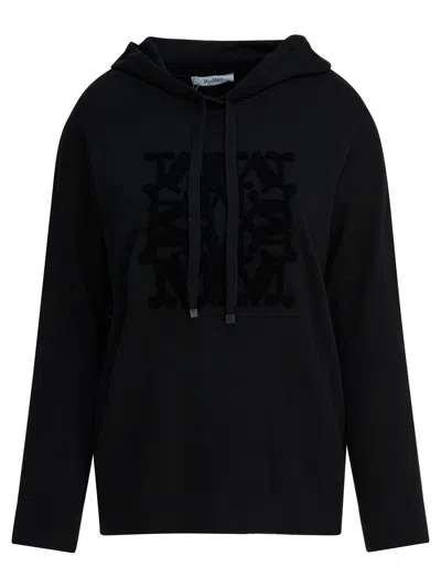 MAX MARA VIRGIN WOOL HOODED SWEATER KNITWEAR BLACK