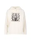 Max Mara Virgin Wool Hoodie With Teddy Texture And Contrast Logo In Neutral