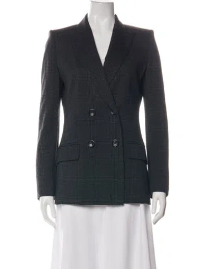 Pre-owned Max Mara Virgin Wool Houndstooth Print Blazer In Black