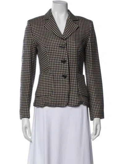 Pre-owned Max Mara Virgin Wool Houndstooth Print Blazer In Multi