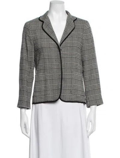 Pre-owned Max Mara Virgin Wool Houndstooth Print Jacket In Black