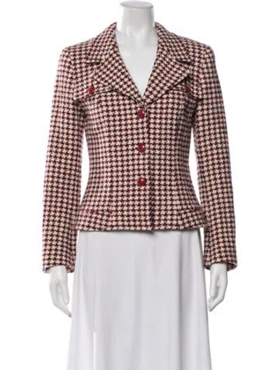 Pre-owned Max Mara Virgin Wool Houndstooth Print Jacket In Multi