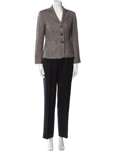 Pre-owned Max Mara Virgin Wool Houndstooth Print Pantsuit