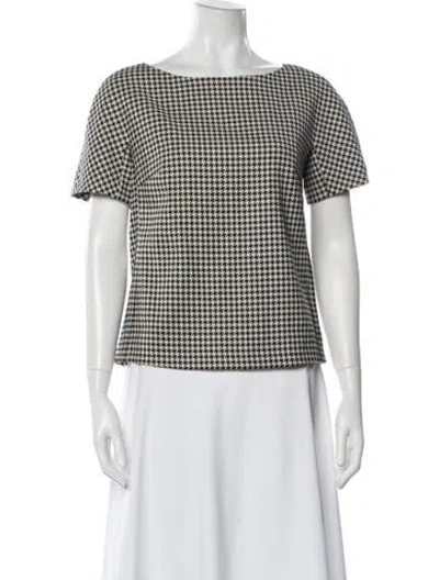 Pre-owned Max Mara Virgin Wool Houndstooth Print Top In Multi