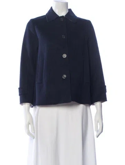 Pre-owned Max Mara Virgin Wool Jacket W/ Tags In Blue