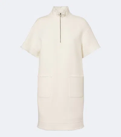 Max Mara Virgin Wool Short-sleeve Zip-collar Dress In Neutral