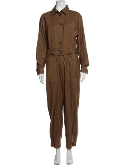 Pre-owned Max Mara Virgin Wool Jumpsuit In Brown